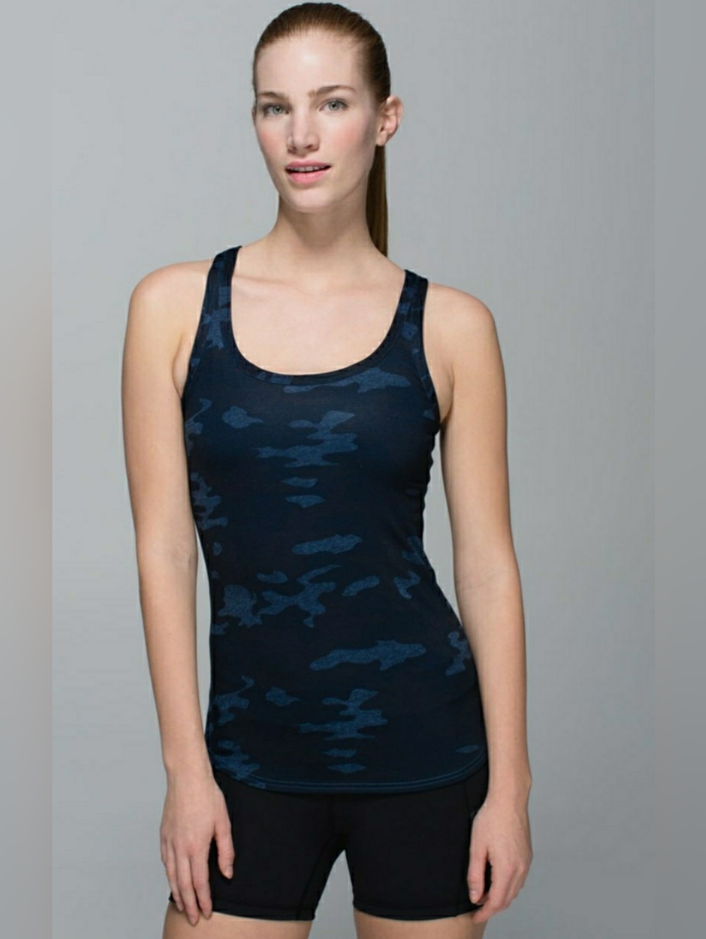 LULULEMON | Women's Blue Heathered Texture Camo Studio Racerback Tank Top